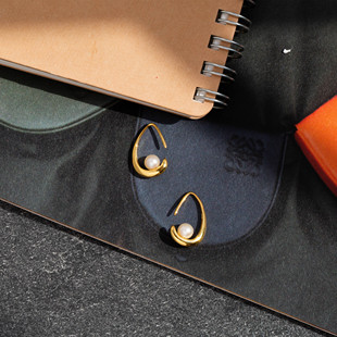 【小器饰品】包金蛋形天然珍珠耳钩简约风情女人味通勤百搭高级感