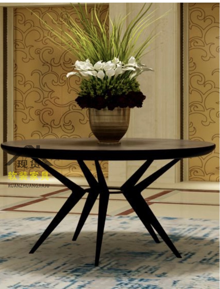 花卉摆台摆放风水台酒店大厅花台圆桌会所入户玄关桌售楼处端景台