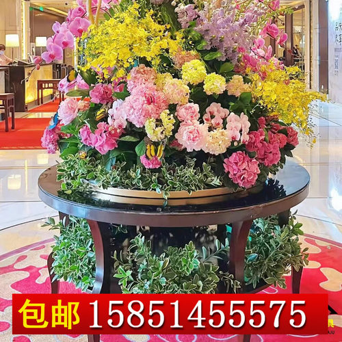 酒店大厅花台餐大堂大圆桌物业入户端景台大堂风水台桌子电梯摆台