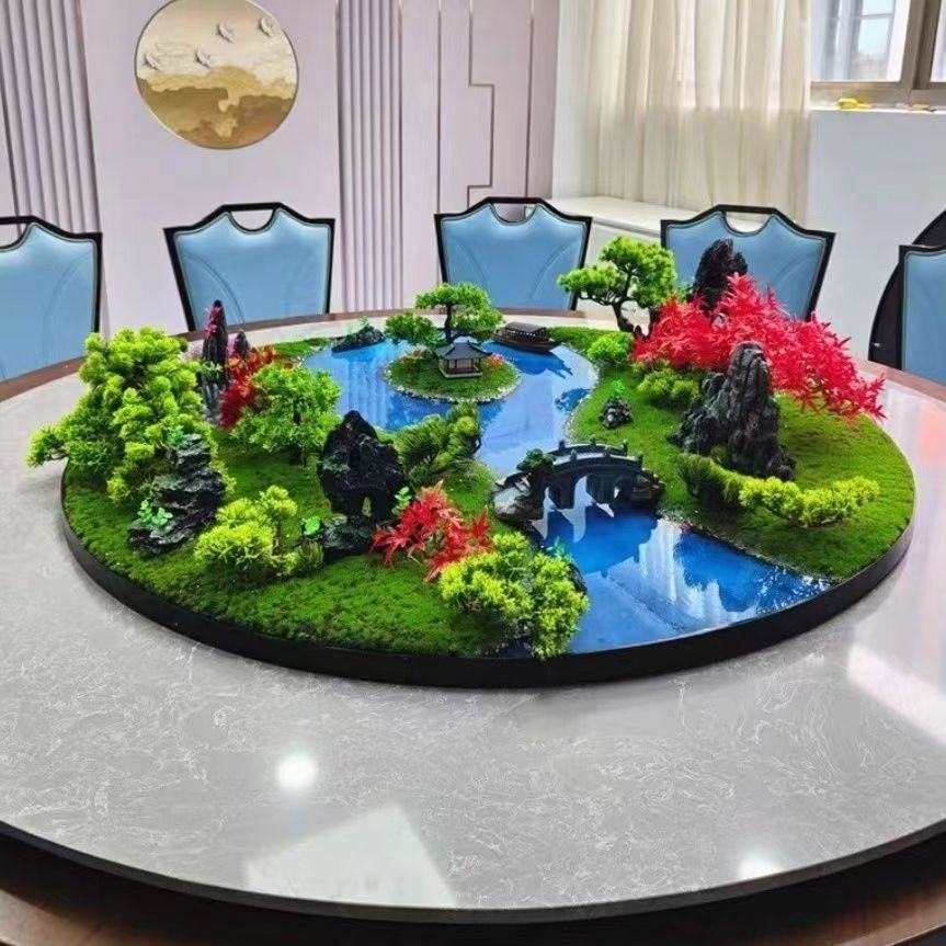 仿真花迎客松圆桌芯苔藓高级