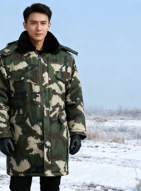迷彩加绒外套男新款防寒服保暖加厚男士翻领棉大衣骑行军大棉服