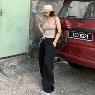 DINDI春夏新款 子女 休闲层次松弛感纯欲假两件叠穿搭配拼接加长裤