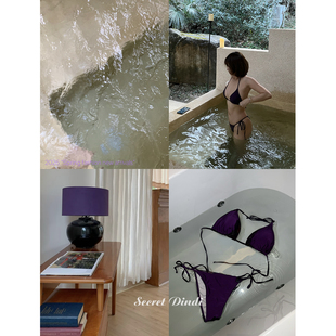 SECRET 女 DINDI万代兰紫色浪漫内搭泡汤游泳比基尼纯色性感泳装