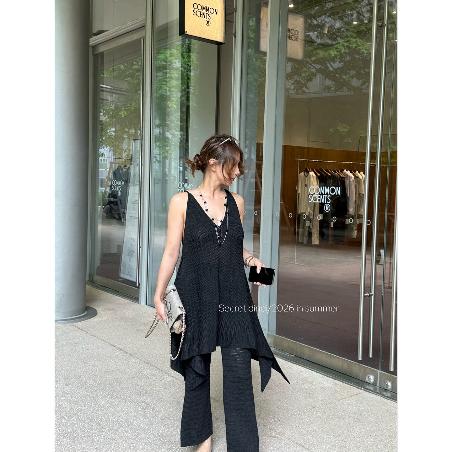 26052109米兰假日 松弛感九分裤背心针织套装 sml