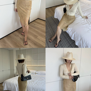 SECRET 裙子 DINDI包罗万搭肤色半身蕾丝裙子休闲气质百搭通勤新款