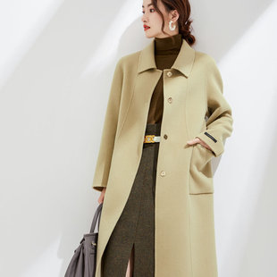 显瘦毛呢外套 气质娃娃领修身 2025秋冬新款 双面羊毛大衣女中长款
