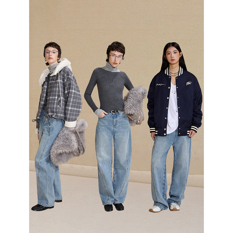 【昕怡粉丝专享】「PINPINPLUS」结构感高腰牛仔裤 8C33261AYP