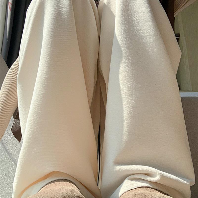 奶油雪尼尔阔腿裤女2025秋冬新款防风保暖垂感小个子直筒休闲裤子