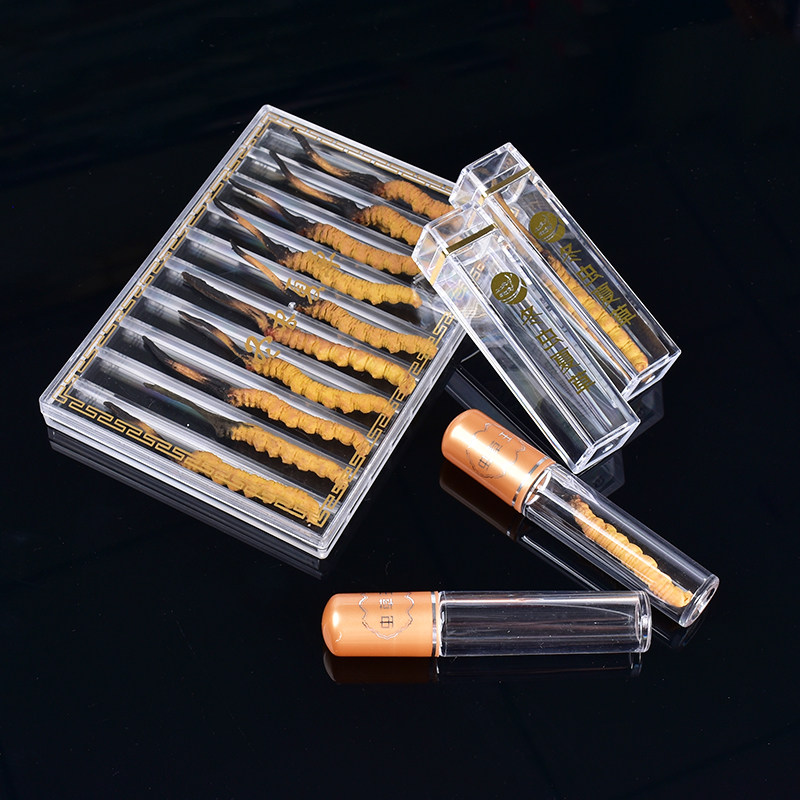 冬虫夏草包装盒虫草管 塑料透明亚克力瓶方盒 单只管礼品盒子批发