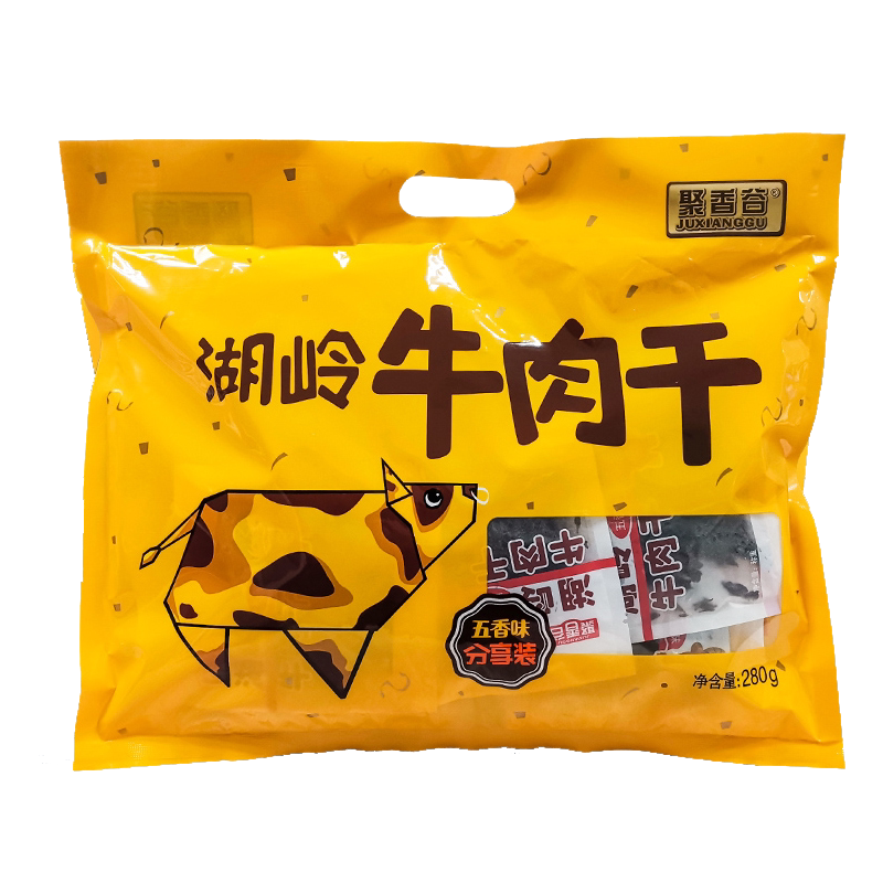 聚香谷 湖岭牛肉干温州特产香海手撕黄牛肉干280g装 五香味