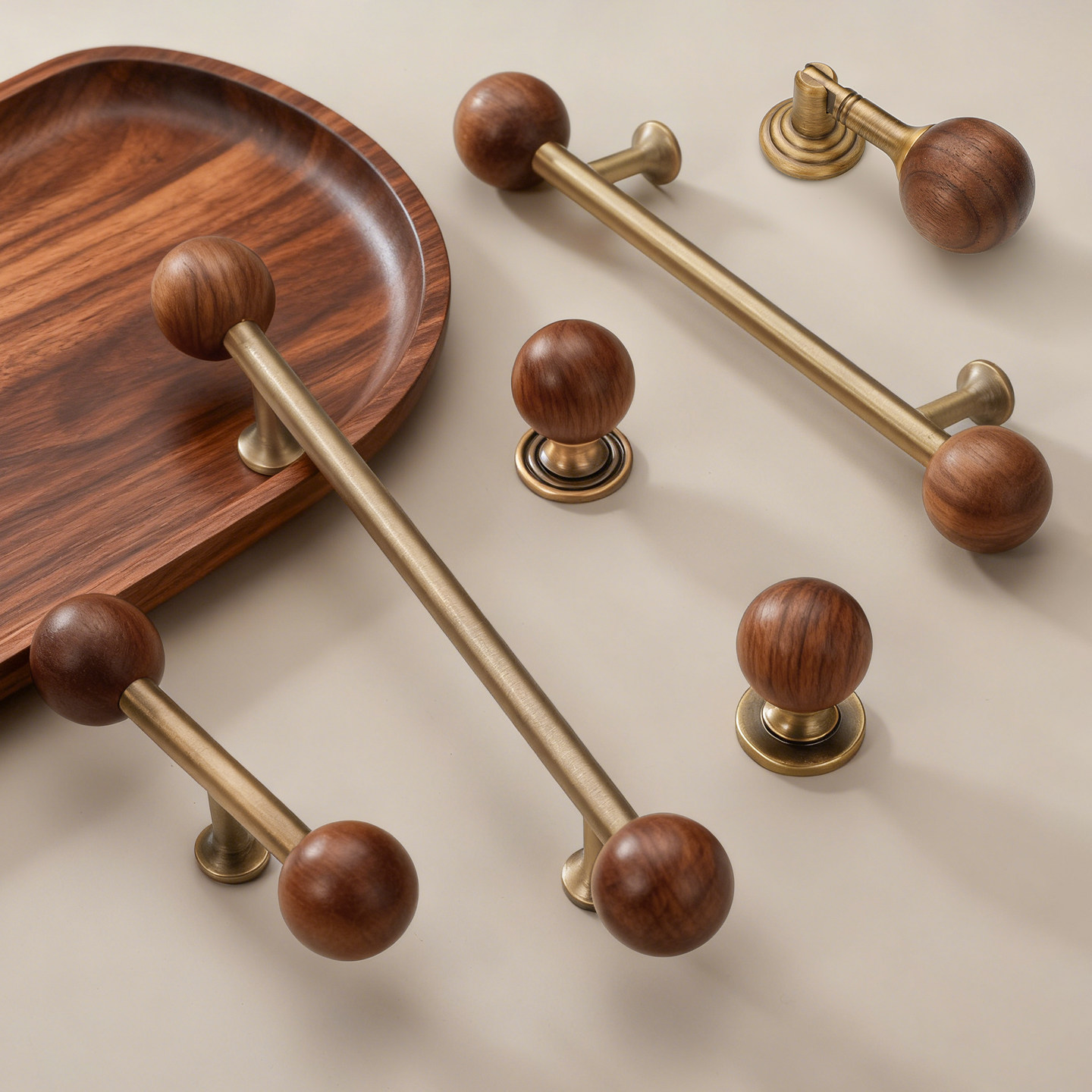 新中式胡桃木黄铜柜门拉手衣橱柜门抽屉家具中古风圆球吊坠小把手,基础建材,小拉手,淘宝优惠券,粉丝福利购,淘宝优惠卷