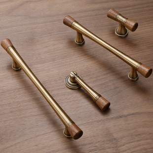 胡桃木黄铜拉手复古新中式黄古拉手仿古抽屉家具橱柜衣柜门把手