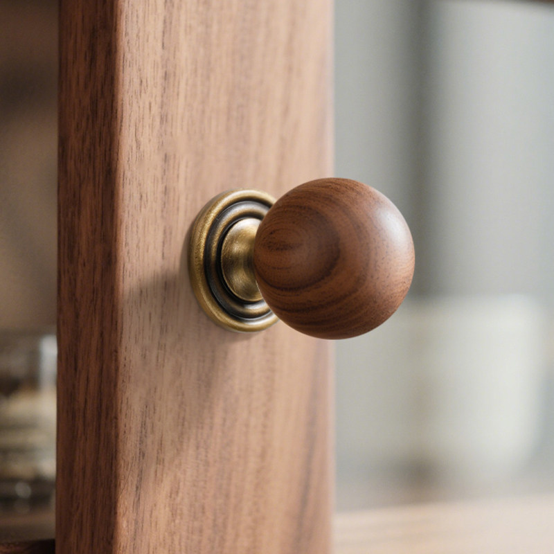 胡桃木拉手中古风衣柜衣橱柜门抽屉家具单孔复古圆球新中式小把手,基础建材,小拉手,淘宝优惠券,粉丝福利购,淘宝优惠卷
