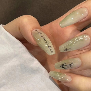 新中式清冷系竹子穿戴甲手工穿戴甲片