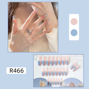 夏日马卡龙色穿戴甲手工手撕裸色法式穿戴甲片