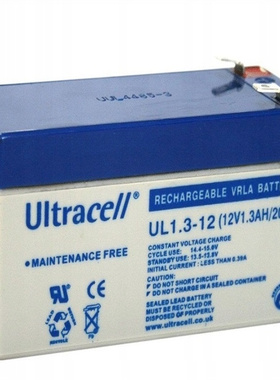 Ultracell蓄电池 UL1.3-12 12V1.3AH/20HR免维护可充电铅酸电池