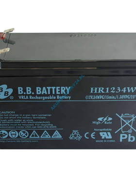 B.B.BATTERY蓄电池 HR1234W 12V,34WPC/15min/1.30vpc/25°c 电池