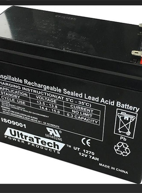 UltraTech蓄电池 UT1270 12V7AH 免维护可充电电池