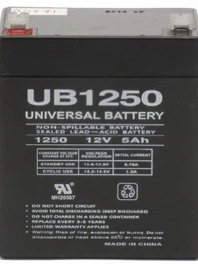UNIVERSLA BATTERY蓄电池 UB1250 12V5AH 免维护可充电电池
