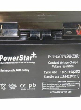 powerstar蓄电池 PS12-15 12V15AH/20HR 免维护铅酸电池