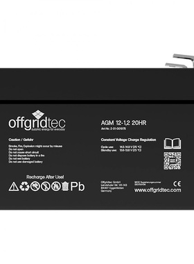 offgridtec蓄电池 AGM12-1.2 12V1.2AH 20HR免维护可充电铅酸电池