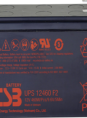 CSB BATTERY蓄电池 UPS12460 F2 12V460W/PCS/9.6V /5MIN 电池