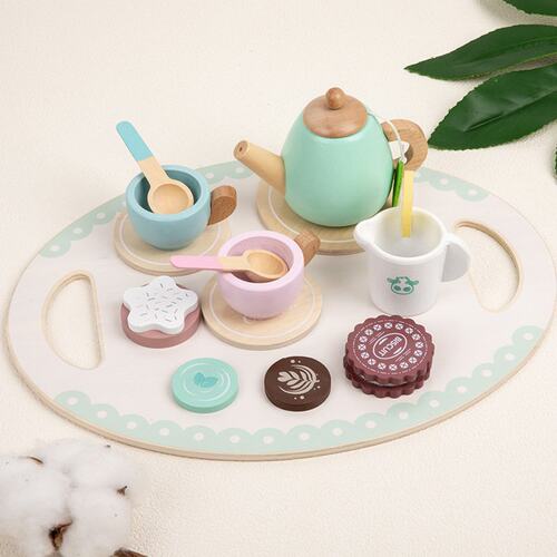 马卡龙蓝粉茶具过家家下午茶玩具 仿真茶壶甜品组合角色扮演RR04