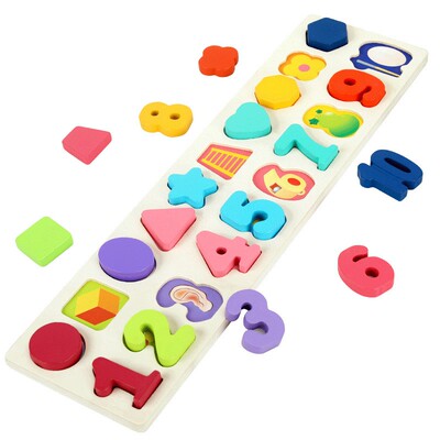 儿童早教玩具1-2-4周岁男女宝宝智力开发拼板数字形状对数板益智A