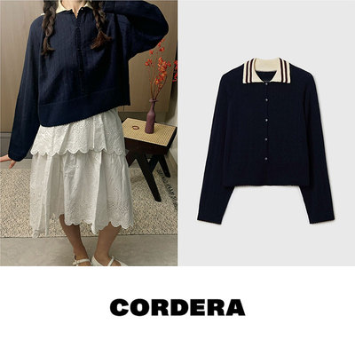 Cordera25SS海军领长袖针织开衫