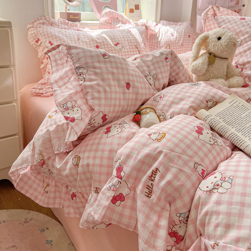 HelloKitty全棉花边四件套床品
