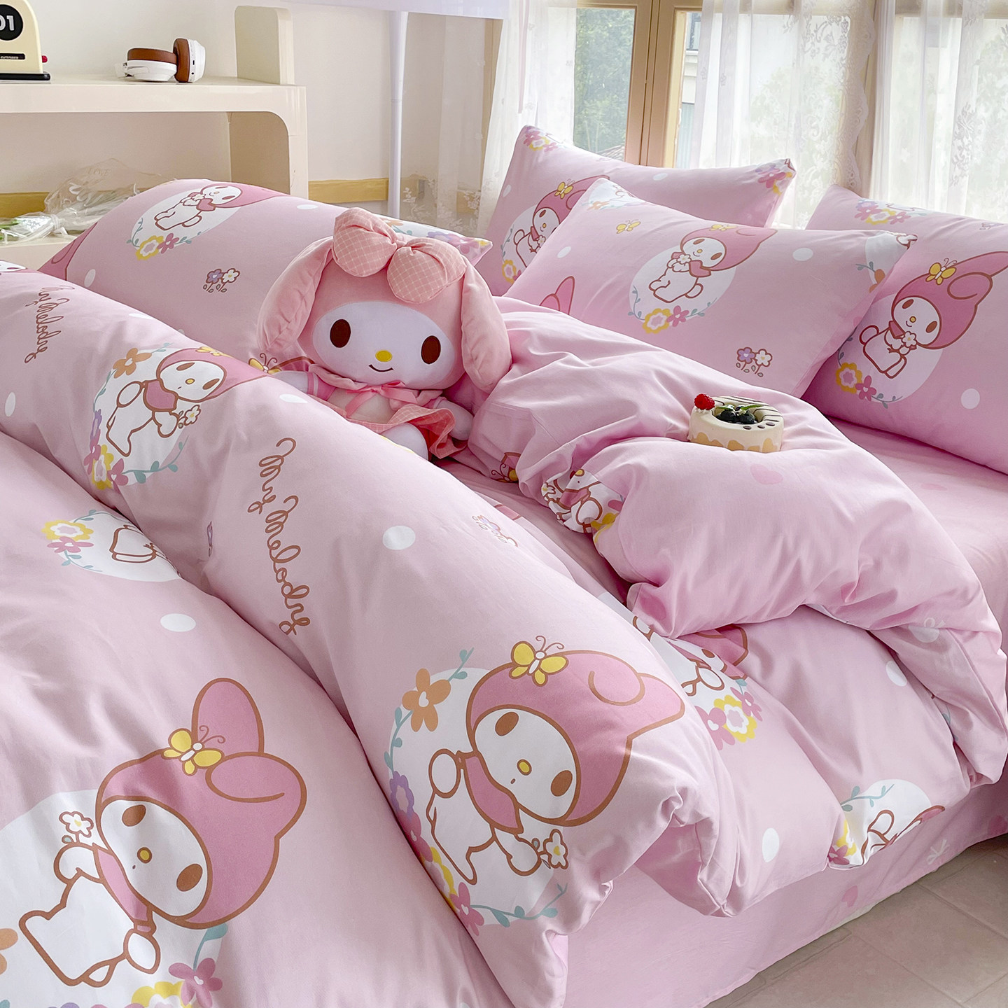 美乐蒂纯棉四件套全棉hellokitty被套卡通儿童学生宿舍床单三件套