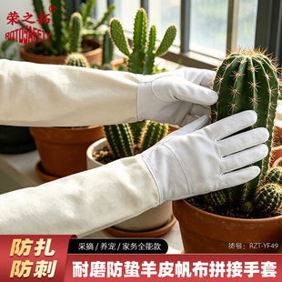 加长款摘花椒防刺皮手套园艺盆栽防扎手养蜂防蜇软皮灵活防护透气