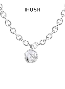 ihush/俏物悄语天然白母贝极光独角兽锁骨项链时尚轻奢情人节礼物