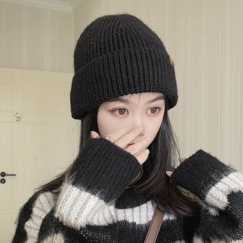毛线帽休闲秋冬羊毛针织套头帽