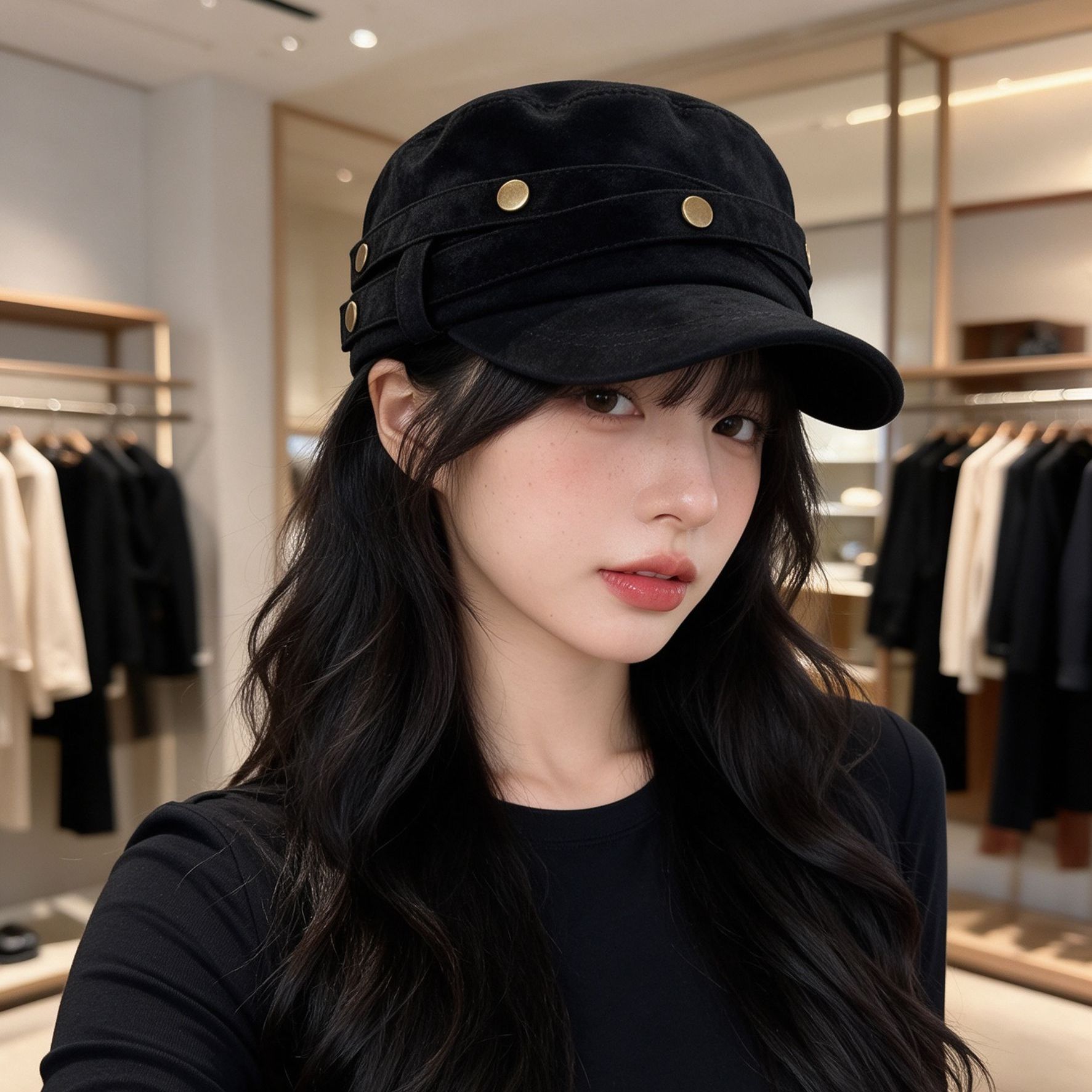 复古麂皮绒马术帽女2026新款宽檐大脸显脸小平顶鸭舌帽铆钉保暖帽