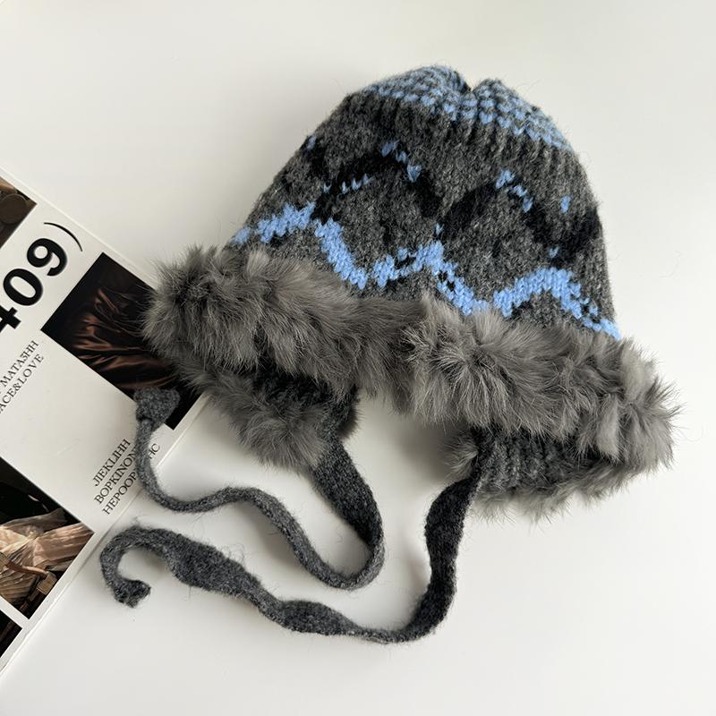 兔毛针织帽小2025新款保暖