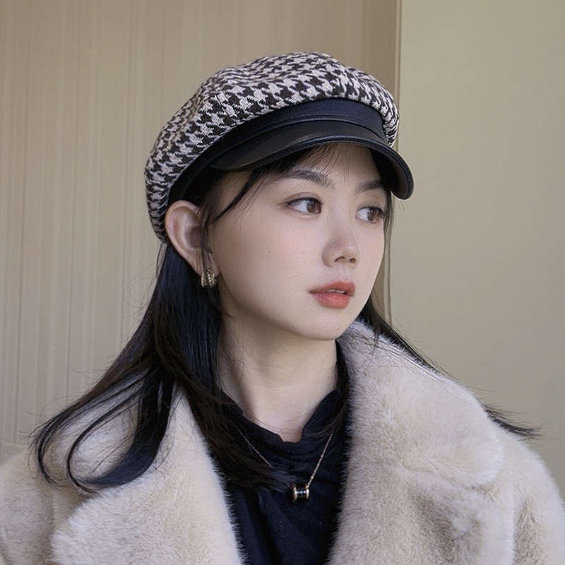 日系复古千鸟格贝雷帽女秋冬显脸小八角帽鸭舌蓓蕾帽画家帽保暖潮,服饰配件/皮带/帽子/围巾,帽子,淘宝优惠券,粉丝福利购,淘宝优惠卷