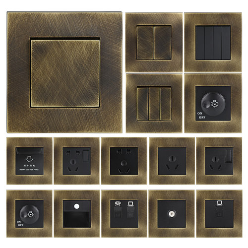 ALN阿尔诺全铜复古开关插座面板