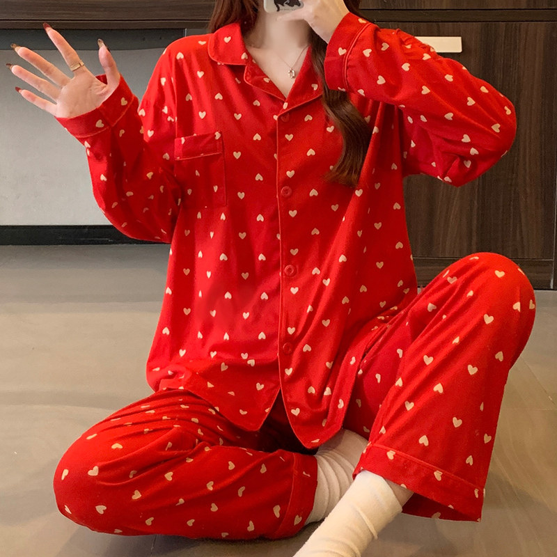 新款春秋季本命年喜庆红色长袖长裤舒适开衫睡衣套装可外穿家居服,女士内衣/男士内衣/家居服,睡衣/家居服套装,淘宝优惠券,粉丝福利购,淘宝优惠卷
