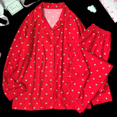 新款 舒适休闲可外穿家居服甜美爱心印花开衫 春秋季 本命年睡衣女款
