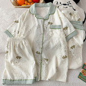 小兔子睡衣女春夏季 三件套家居服可外穿 短袖 韩版 卡通可爱印花开衫