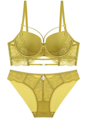 法式！性感诱惑大码文胸套装小胸聚拢上托新娘本命年红色蕾丝胸罩