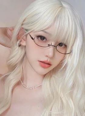 复古二次元可爱萌凶美少女眼镜框装饰镜cos下半框纯欲动漫眼镜女