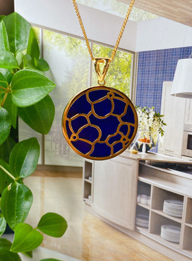 珠宝纯银镶嵌圆牌独特设计风吊坠