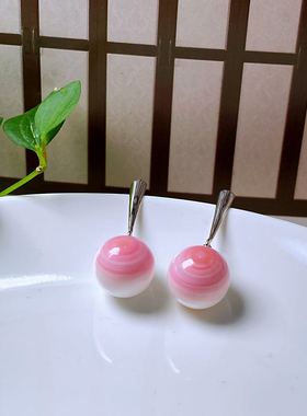 女皇贝925银粉色耳坠珠宝