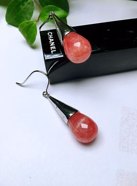 红纹石耳环冰种925银白金珠宝