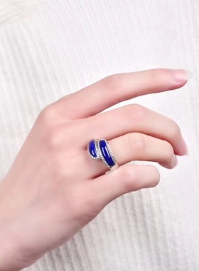 珠宝天然青金石温柔风戒指