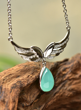 珠宝锁骨链水滴形玉吊坠