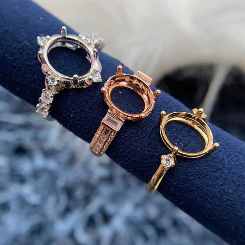 S925银戒指空托精致气质高级百搭