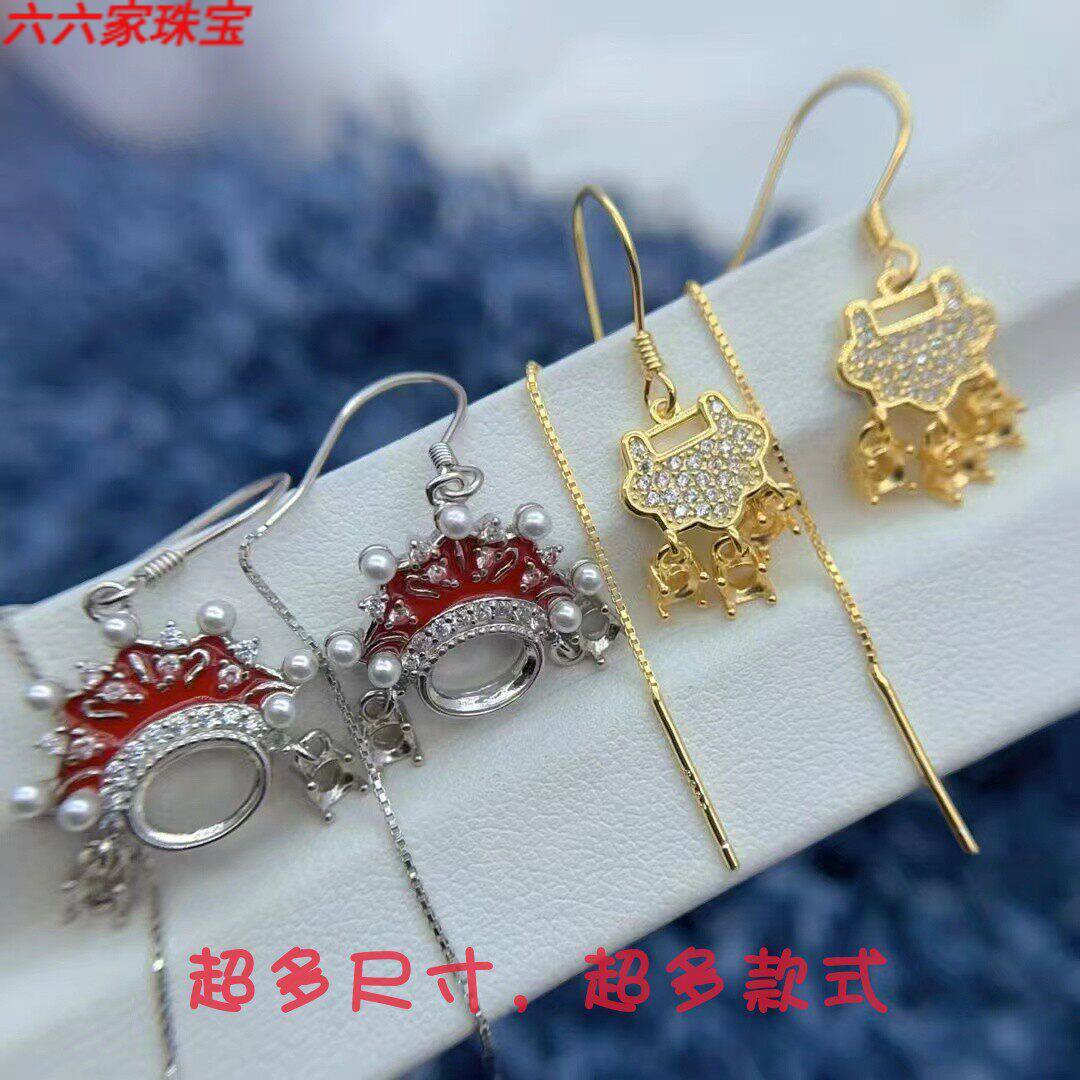如意锁脸谱防丢耳线S925纯银托潮